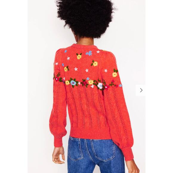 Boden Red Floral Embroidered Cardigan - Picture 3 of 7